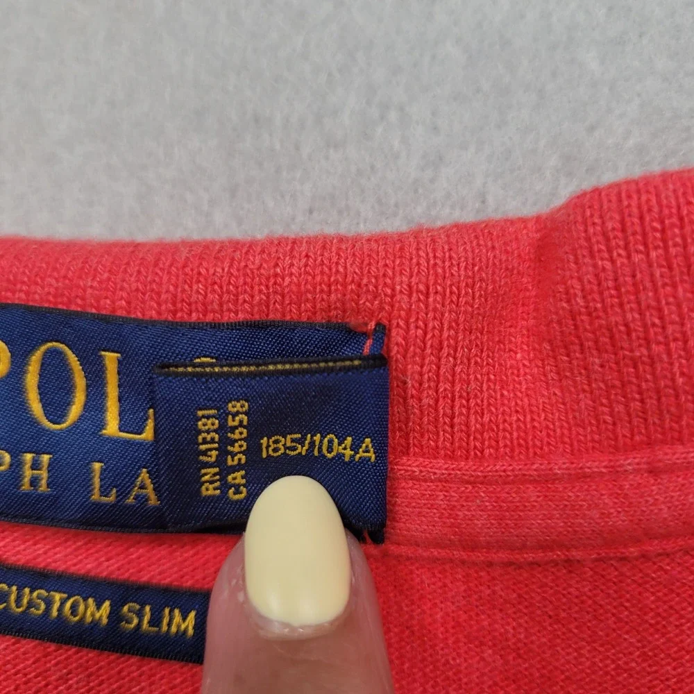 Polo Ralph Lauren Mens Red Custom Slim Fit Short Sleeve Polo Shirt XL